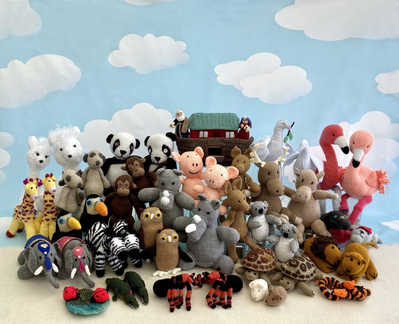 Image of all the Noah's Ark knitted animals