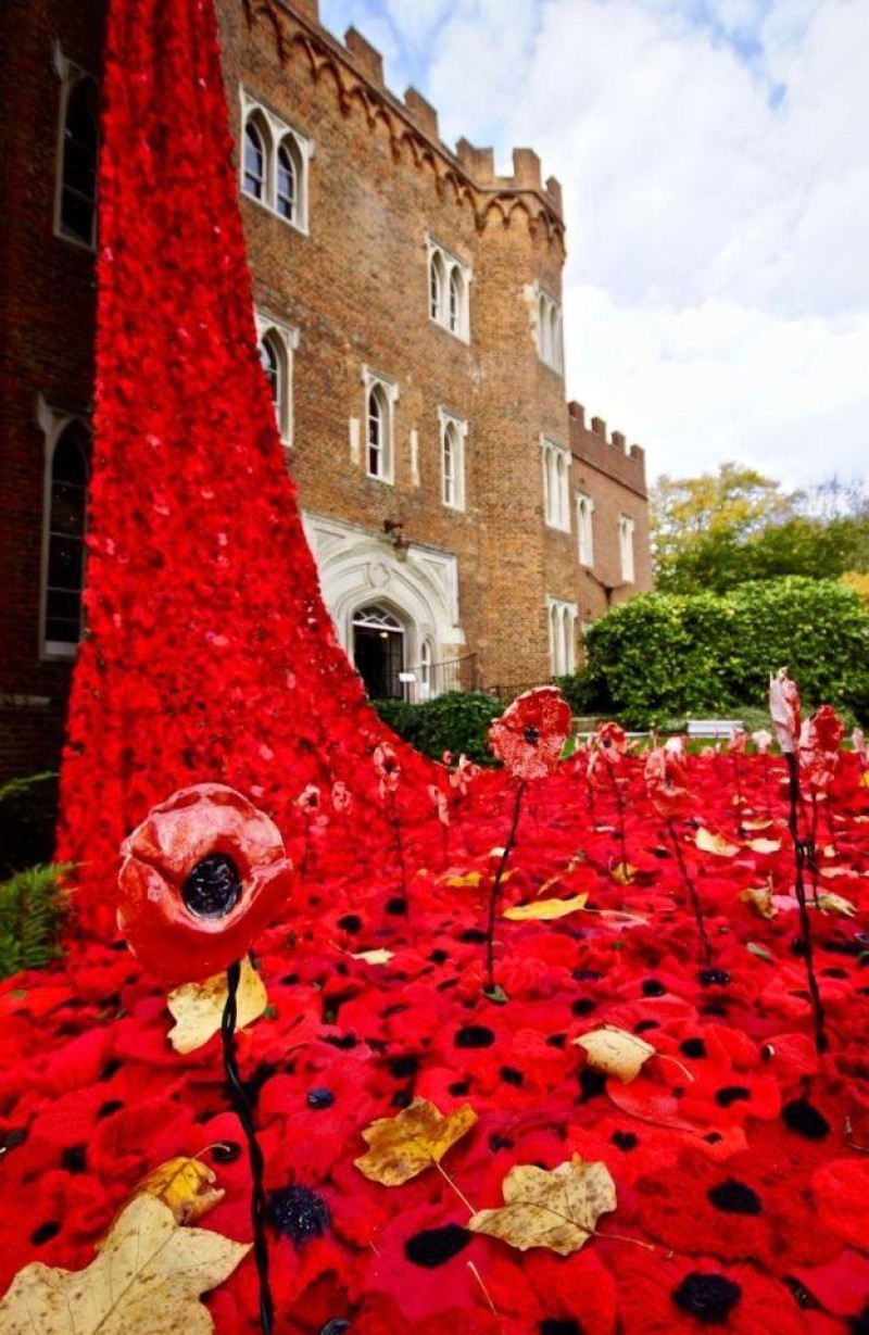 Poppy installation at Hertford Castle