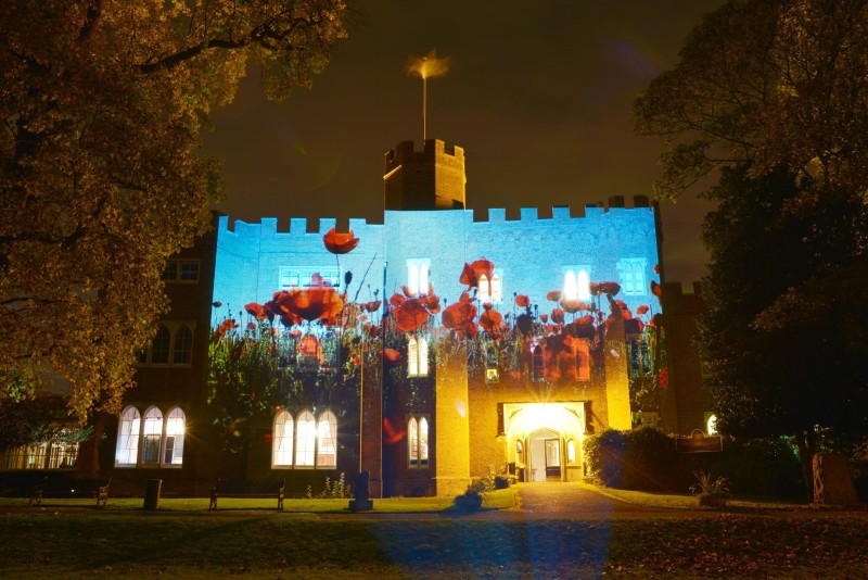 Hertford Castle with Poppy Field Projected