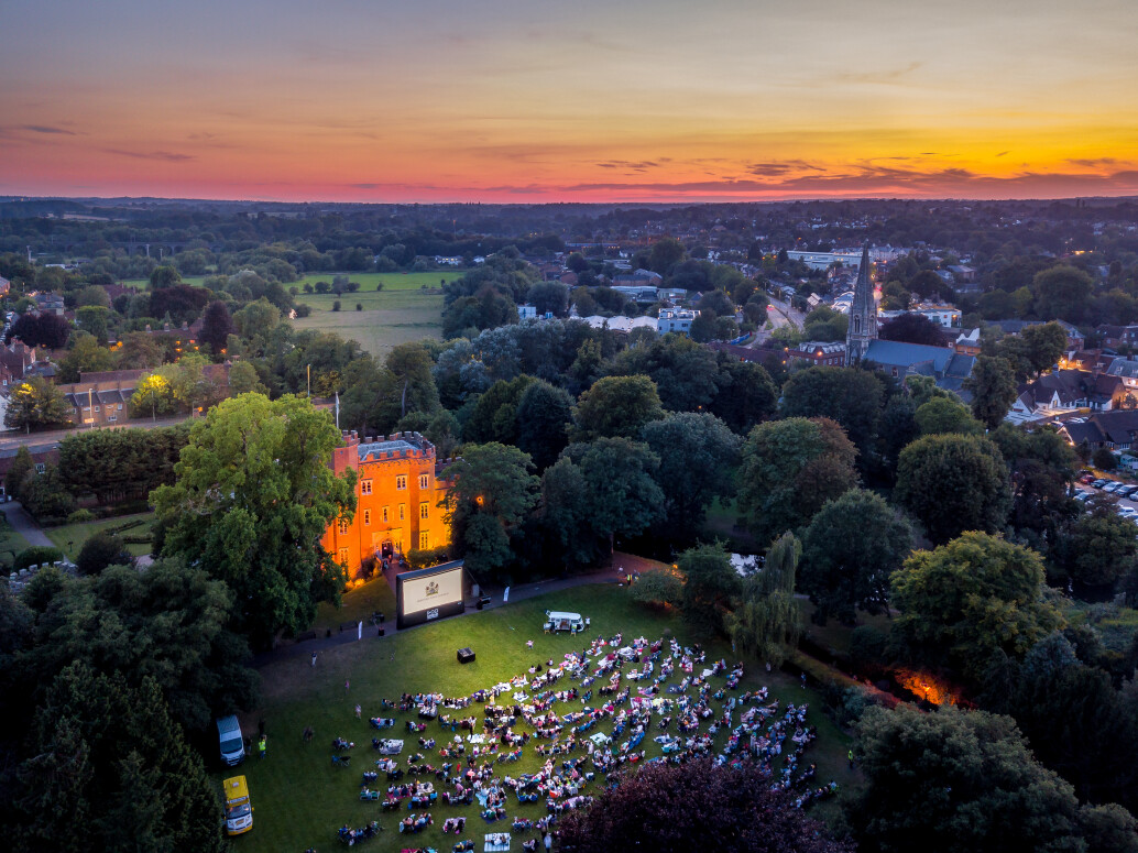 Hertford Castle and grounds from above