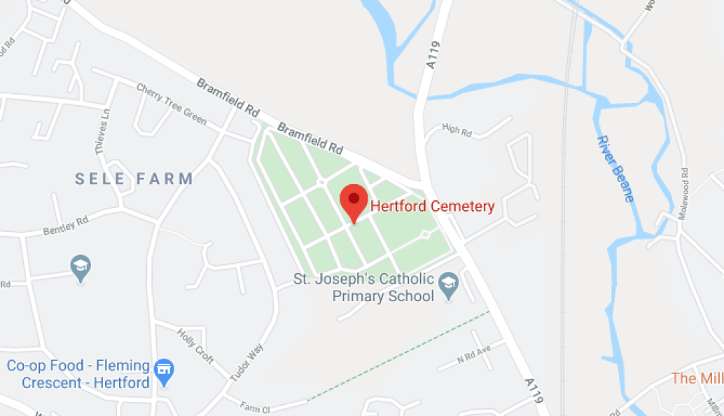 Map of Hertford Cemetery